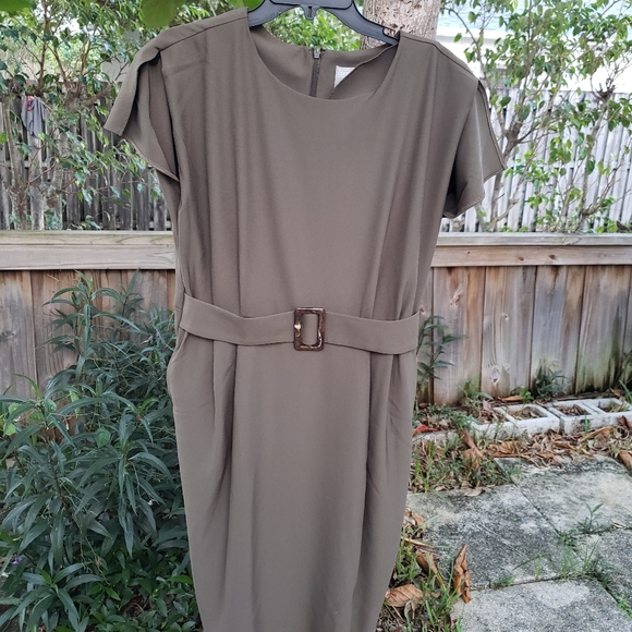 Green Olive dress with buckle